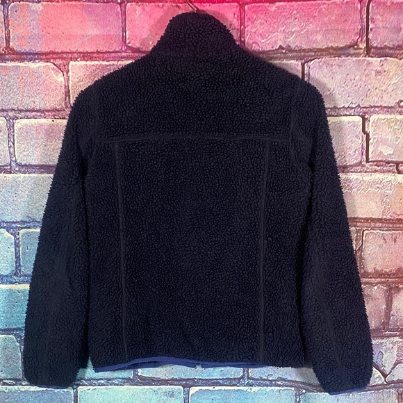 J.Crew XS Navy Faux Fur Sherpa Fleece Jacket Zip-Up Women’s Cozy - Picture 5 of 10